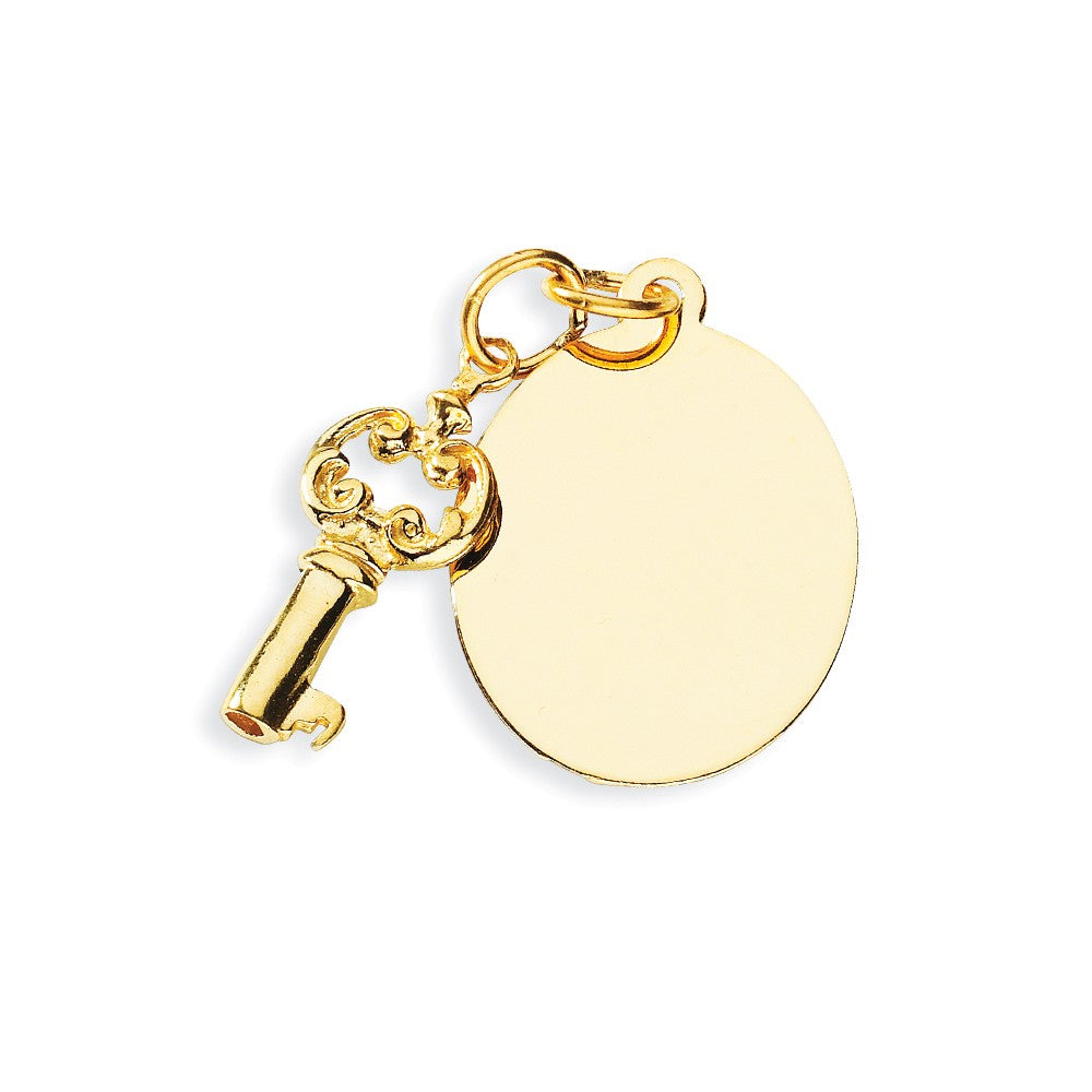 Solid,Casted,Polished,3-D,14K Yellow Gold,Flat Back,Engravable