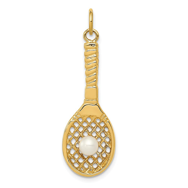 Solid,Casted,Polished,3-D,14K Yellow Gold,Freshwater Cultured Pearl