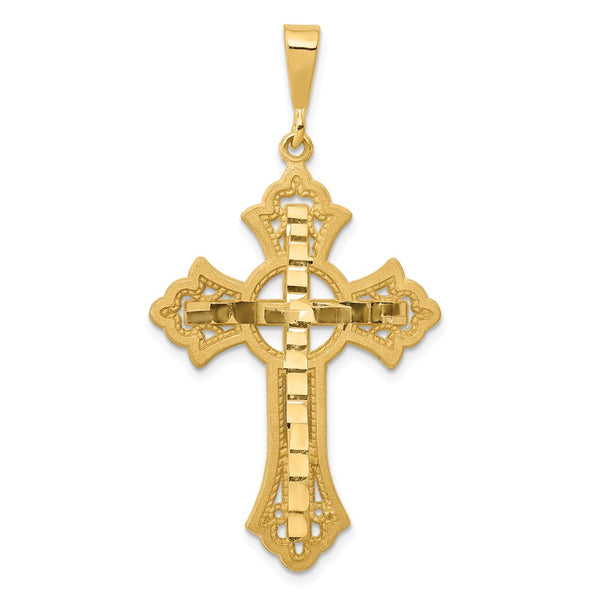 Solid,Casted,Diamond Cut,Polished,14K Yellow Gold,Textured Back