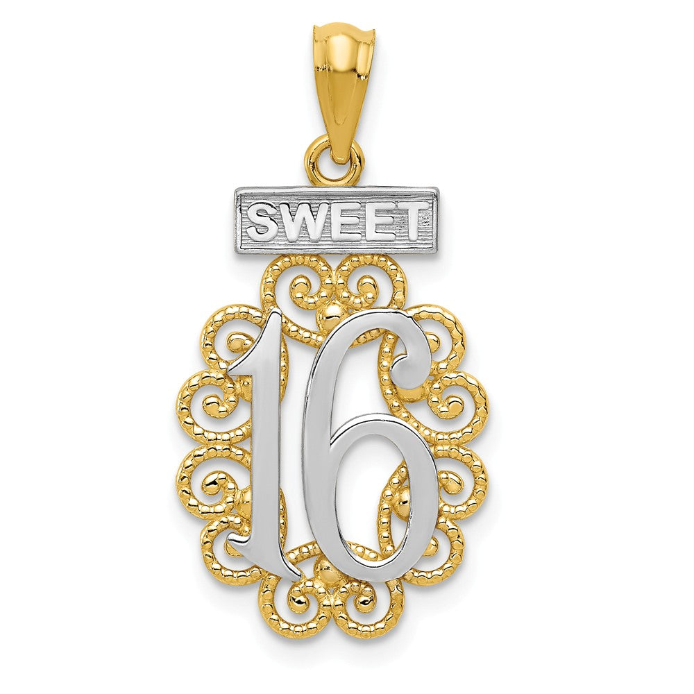 Polished,14K Yellow Gold & Rhodium,Filigree,Textured