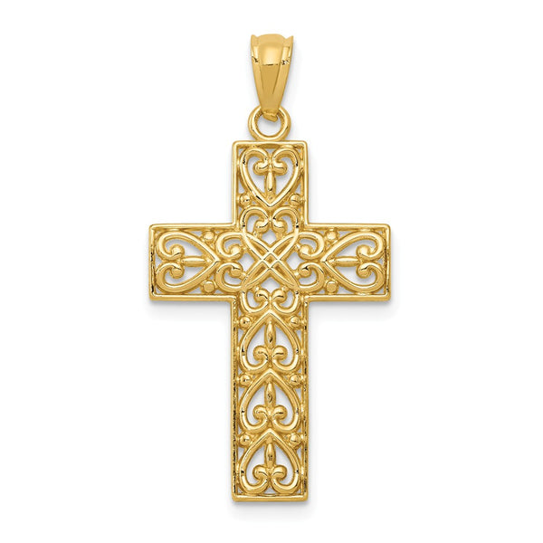 Solid,Diamond Cut,Polished,14K Yellow Gold,Filigree