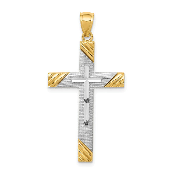 Diamond Cut,Polished,Satin,14K Two-Tone,Flat Back,Not Engraveable,Textured,Textured Back