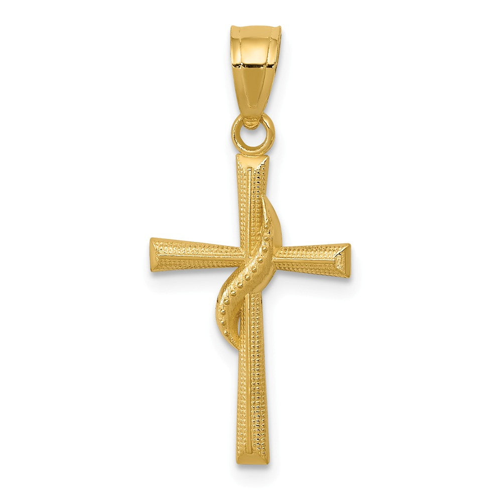 Solid,Polished,14K Yellow Gold,Open Back,Textured