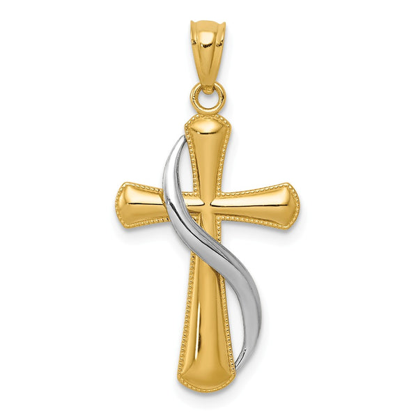 Polished,14K Two-Tone,Open Back,Textured