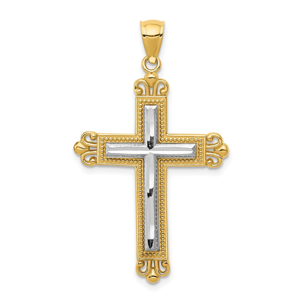 Solid,Casted,14K Two-Tone,Open Back,Polished & Satin