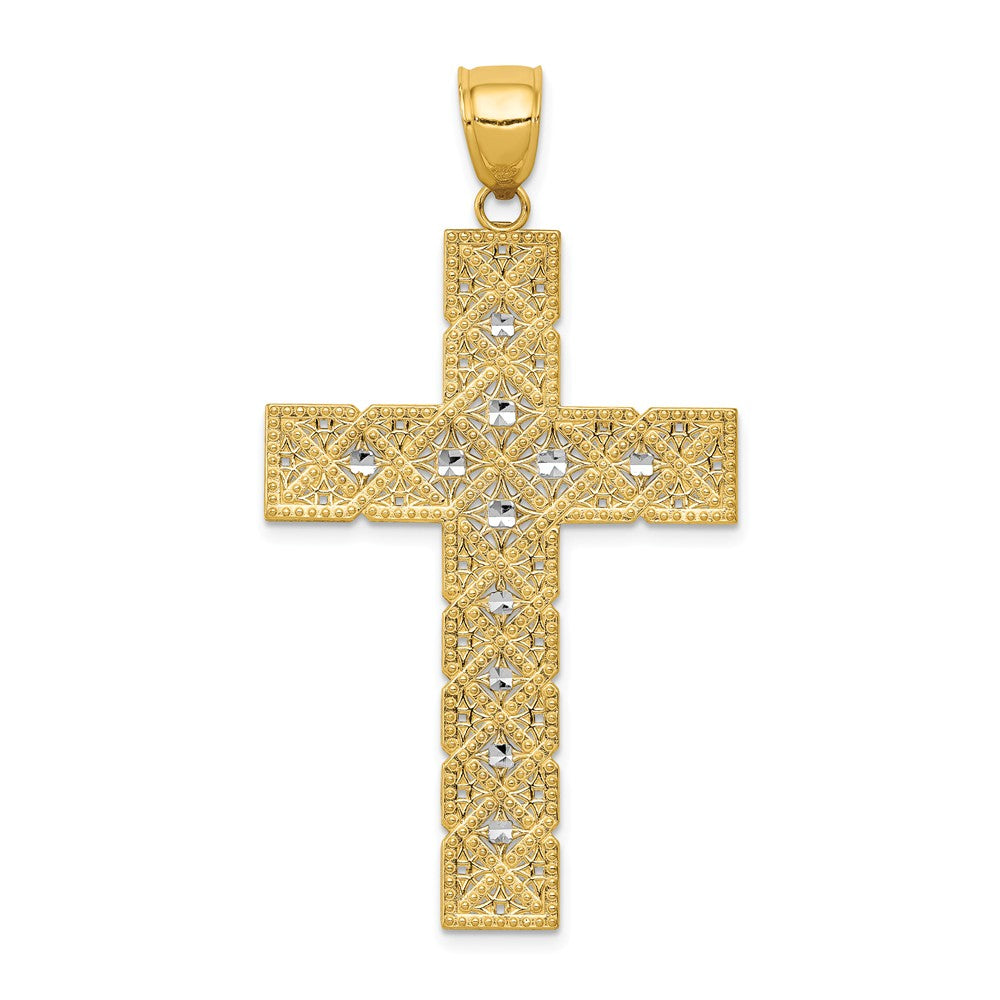 Diamond Cut,Polished,14K Yellow Gold & Rhodium
