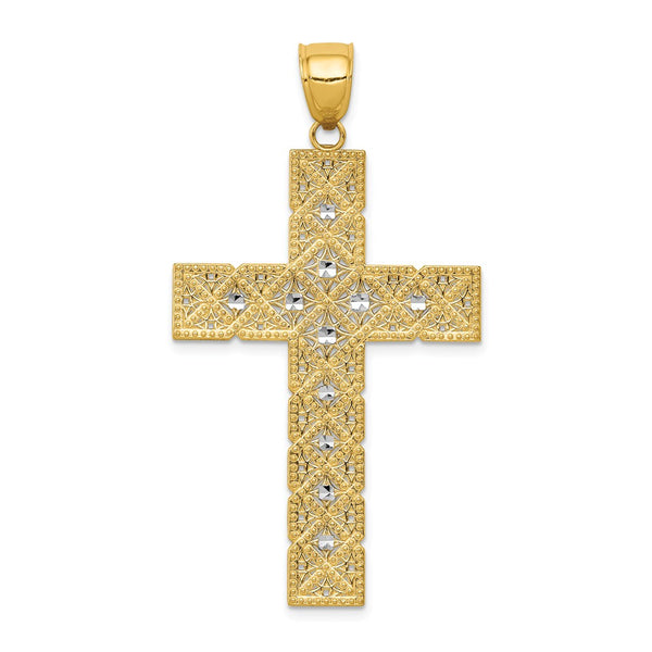 Diamond Cut,Polished,14K Yellow Gold & Rhodium