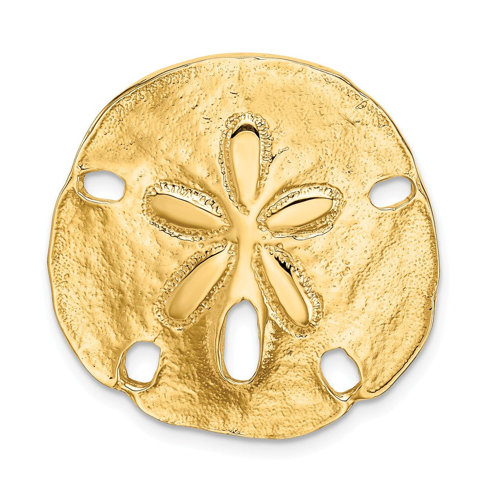 Solid,Casted,Polished,14K Yellow Gold,Textured,Hidden Bail,Fits Up to 8mm