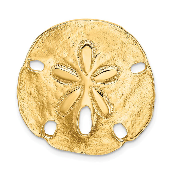 Solid,Casted,Polished,14K Yellow Gold,Textured,Hidden Bail,Fits Up to 8mm