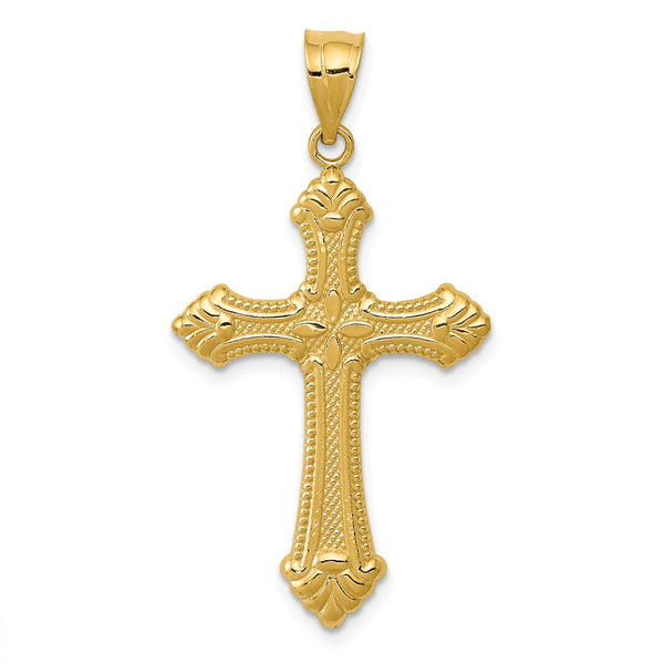 Solid,Casted,Polished,14K Yellow Gold,Open Back,Textured Back