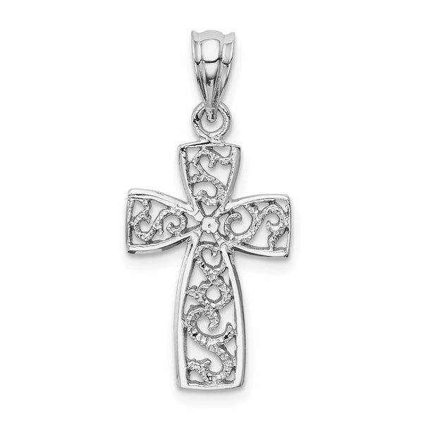 Solid,Casted,Polished,14K White Gold,Flat Back,Filigree