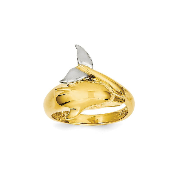 14K White and Rose Gold-plated Polished Cut-out Double Heart Ring