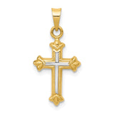 Polished,Hollow,14K Yellow Gold & Rhodium,Fleur De Lis
