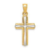 Polished,3-D,Hollow,14K Yellow Gold & Rhodium