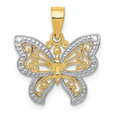 Diamond Cut,Polished,14K Yellow Gold & Rhodium,Textured