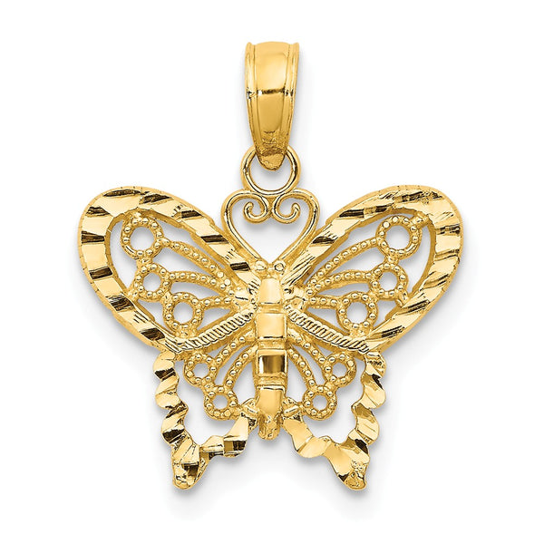 Solid,Diamond Cut,Polished,14K Yellow Gold,Textured,Textured Back