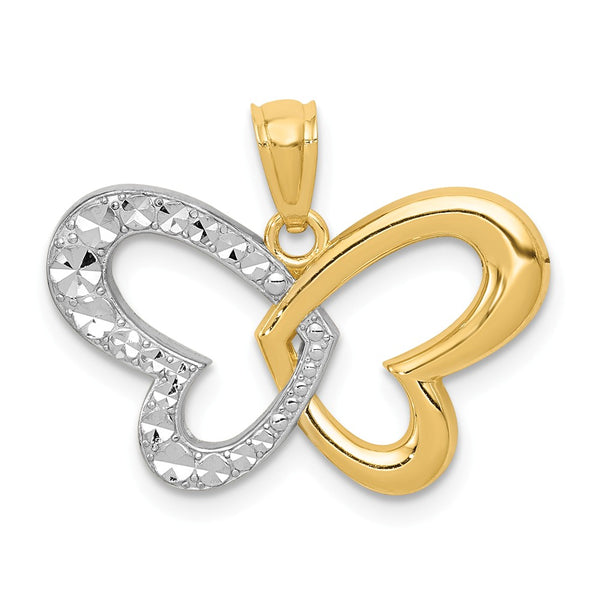Casted,Diamond Cut,Polished,14K Yellow Gold,Open Back,Rhodium,Textured Back