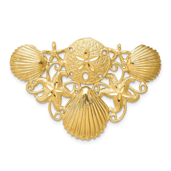 Solid,Casted,Diamond Cut,Polished,Satin,14K Yellow Gold,Hidden Bail,Fits Up to 4mm Regular,Fits Up to 6mm Fancy