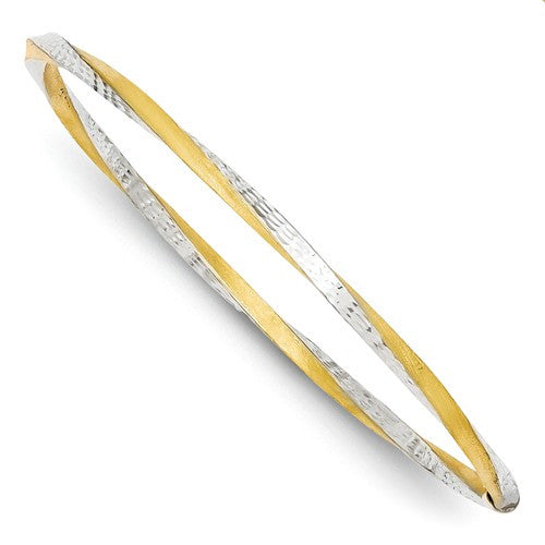 Bracelets,Bangle,Gold,Yellow,14K,3 mm,Polished & Brushed,3 mm,Diamond-cut,Semi-Solid,Above $600