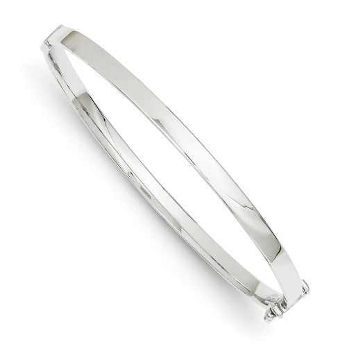 Bracelets,Bangle,Gold,White,14K,4 mm,Polished,Rhodium,4 mm,Hinged,Safety Clasp,Above $600