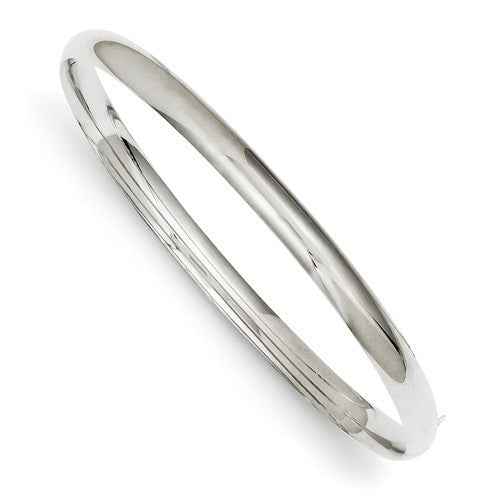 Bracelets,Bangle,Gold,White,14K,4 mm,Polished,Rhodium,7.5 in,4 mm,Hinged,Safety Bar,Between $400-$600