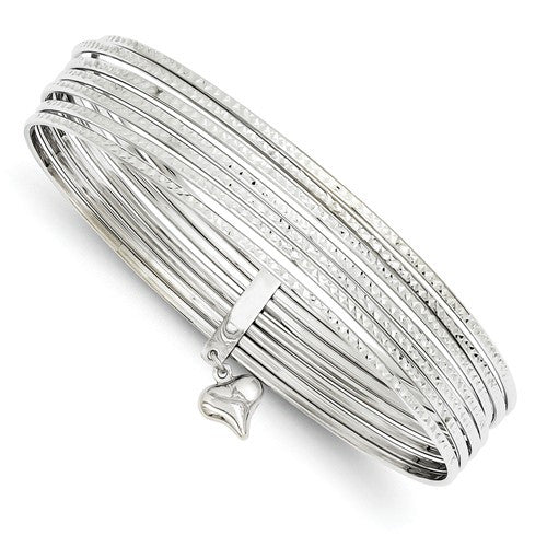 Bracelets,Bangle,Gold,White,14K,1 mm,Polished,Rhodium,1 mm,Semi-Solid,Bangle Bracelets