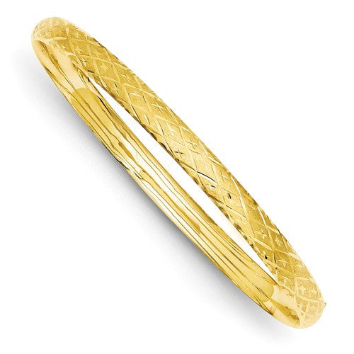 Bracelets,Bangle,Gold,Yellow,14K,6 mm,6 mm,Hinged,Laser Cut,Diamond-cut,Semi-Solid,Between $400-$600