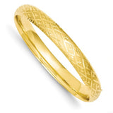 Bracelets,Bangle,Gold,Yellow,14K,9 mm,9 mm,Hinged,Laser Cut,Diamond-cut,Semi-Solid,Above $600