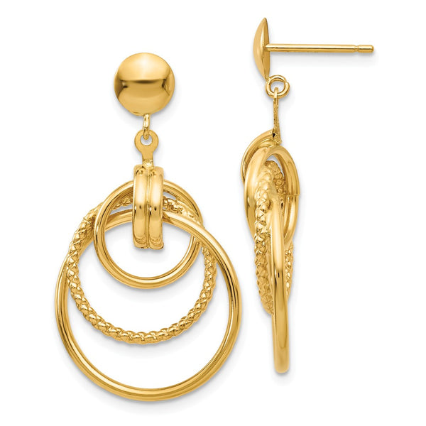 Polished,14K Yellow Gold,Post,Textured