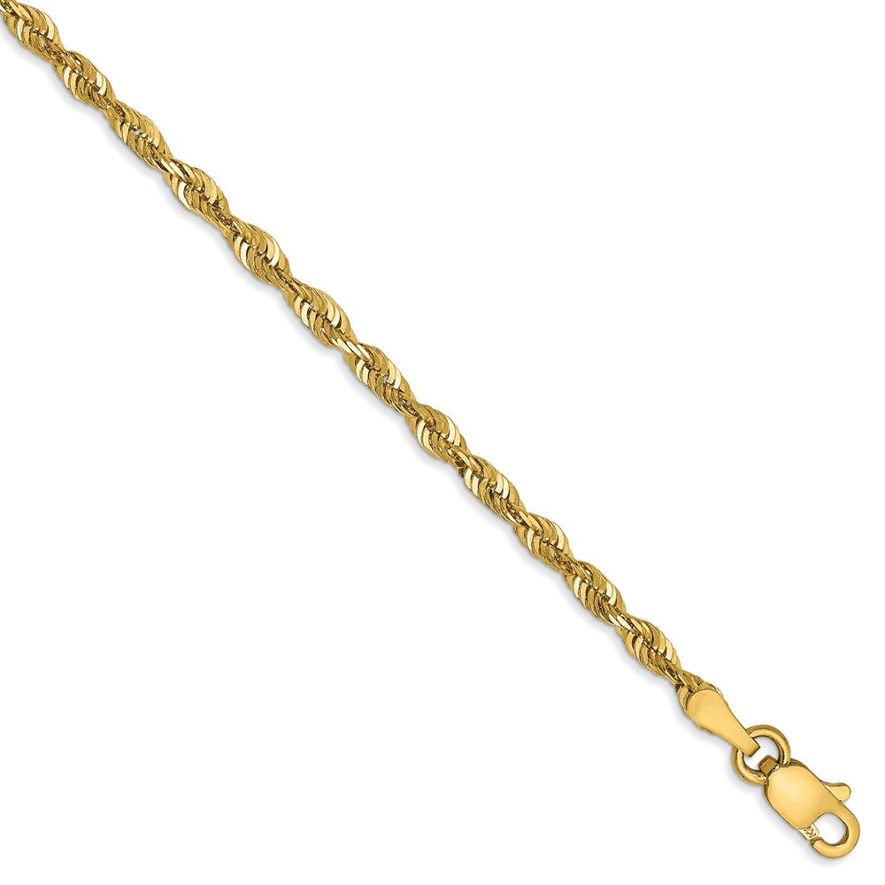 Solid,Diamond Cut,14K Yellow Gold,Lobster Clasp,Lightweight
