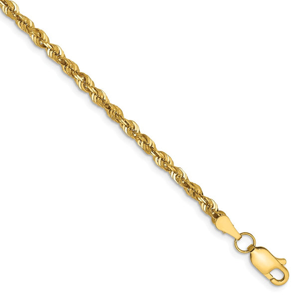 Solid,Diamond Cut,14K Yellow Gold,Lobster Clasp,Lightweight