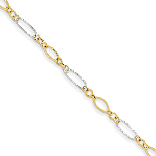 Polished,14K Two-Tone,Spring Ring Clasp,Diamond Cut
