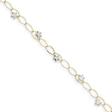 Polished,14K Two-Tone,Spring Ring Clasp,Textured,Diamond Cut