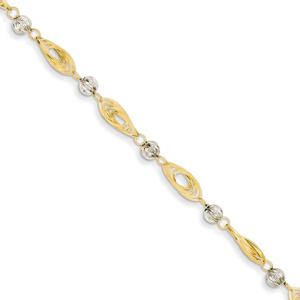 Polished,14K Two-Tone,Lobster Clasp,Diamond Cut