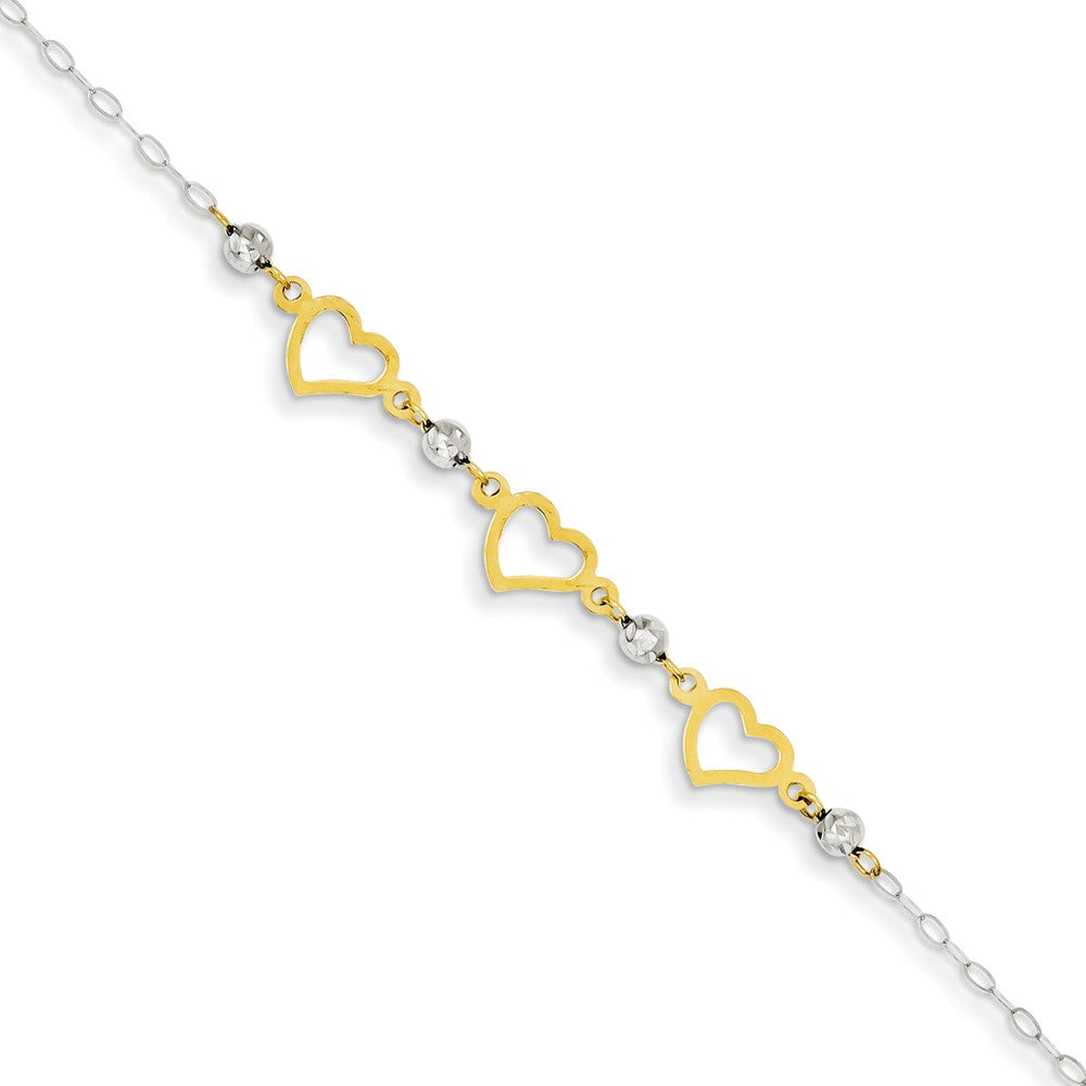 Polished,14K Two-Tone,Spring Ring Clasp