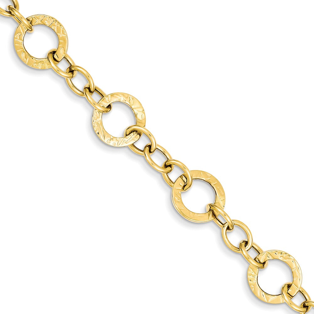 Casted,Polished,14K Yellow Gold,Fancy Lobster Clasp,Textured
