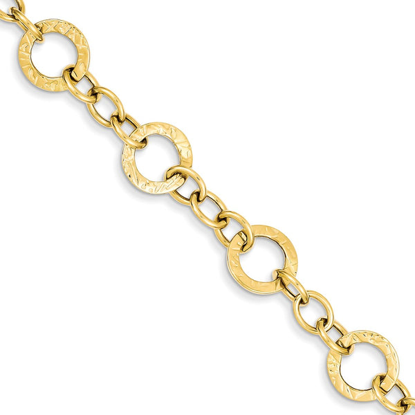 Casted,Polished,14K Yellow Gold,Fancy Lobster Clasp,Textured
