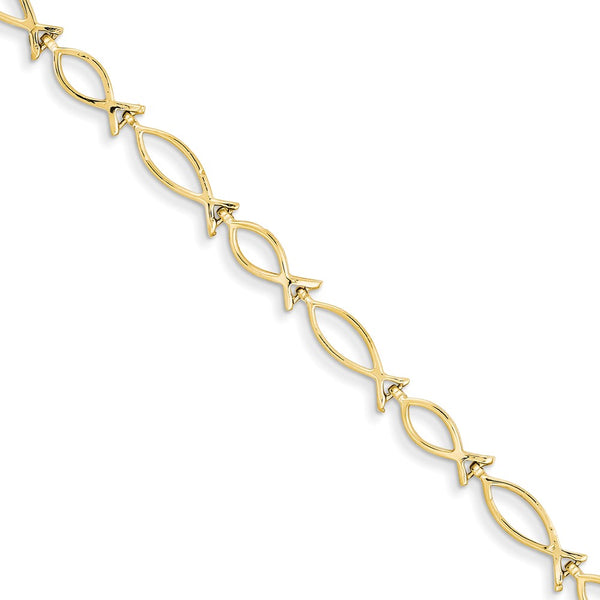 Solid,Casted,Polished,14K Yellow Gold,Fancy Lobster Clasp,Textured Back