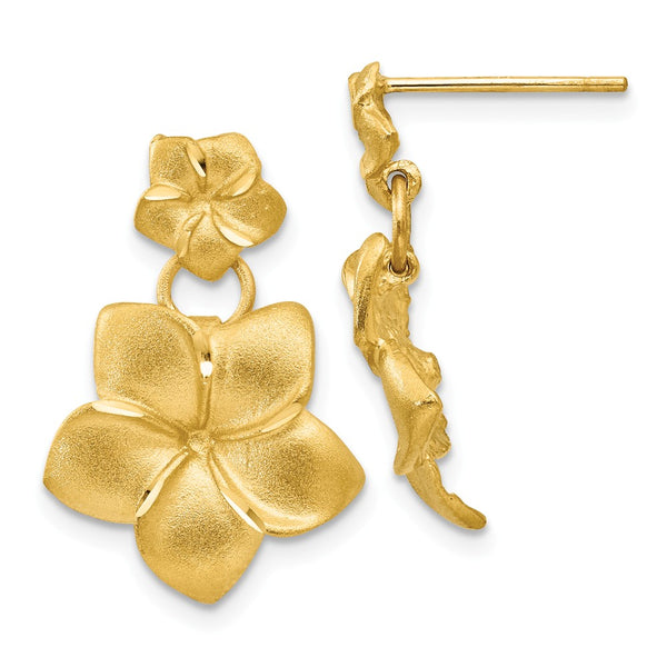 Solid,Casted,Diamond Cut,Satin,14K Yellow Gold,Post