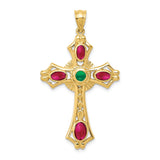 Solid,Casted,Polished,14K Yellow Gold,Genuine,Emerald,Ruby,Cabochon