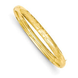 Bracelets,Bangle,Gold,Yellow,14K,11 mm,Brushed,7 in,11 mm,Hinged,Diamond-cut,Safety Bar,Bangle Bracelets