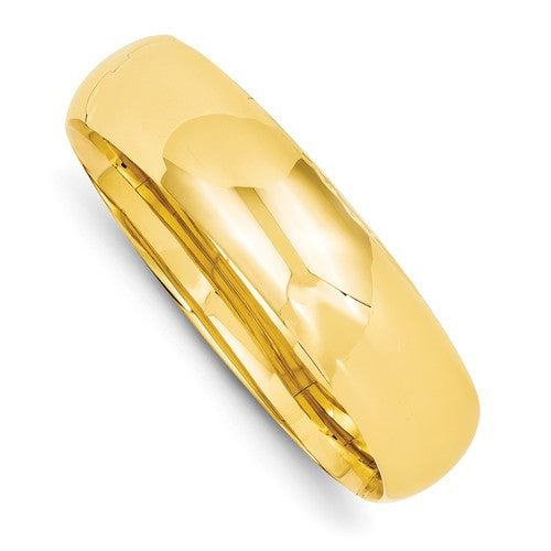 Bracelets,Bangle,Gold,Yellow,14K,19 mm,Polished,7 in,19 mm,Hinged,Safety Bar,Above $600