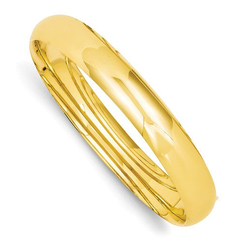 Bracelets,Bangle,Gold,Yellow,14K,10 mm,Polished,7 in,10 mm,Hinged,Safety Bar,Above $600