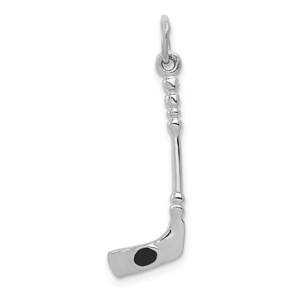 Solid,Casted,Polished,3-D,14K White Gold,Black Enamel