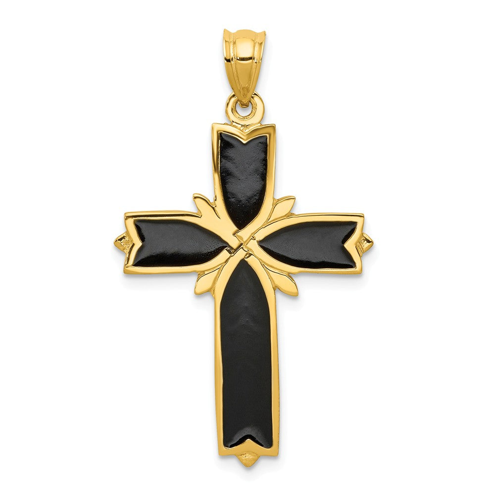 Solid,Polished,Die Struck,14K Yellow Gold,Enamel,Not Engraveable,Textured Back