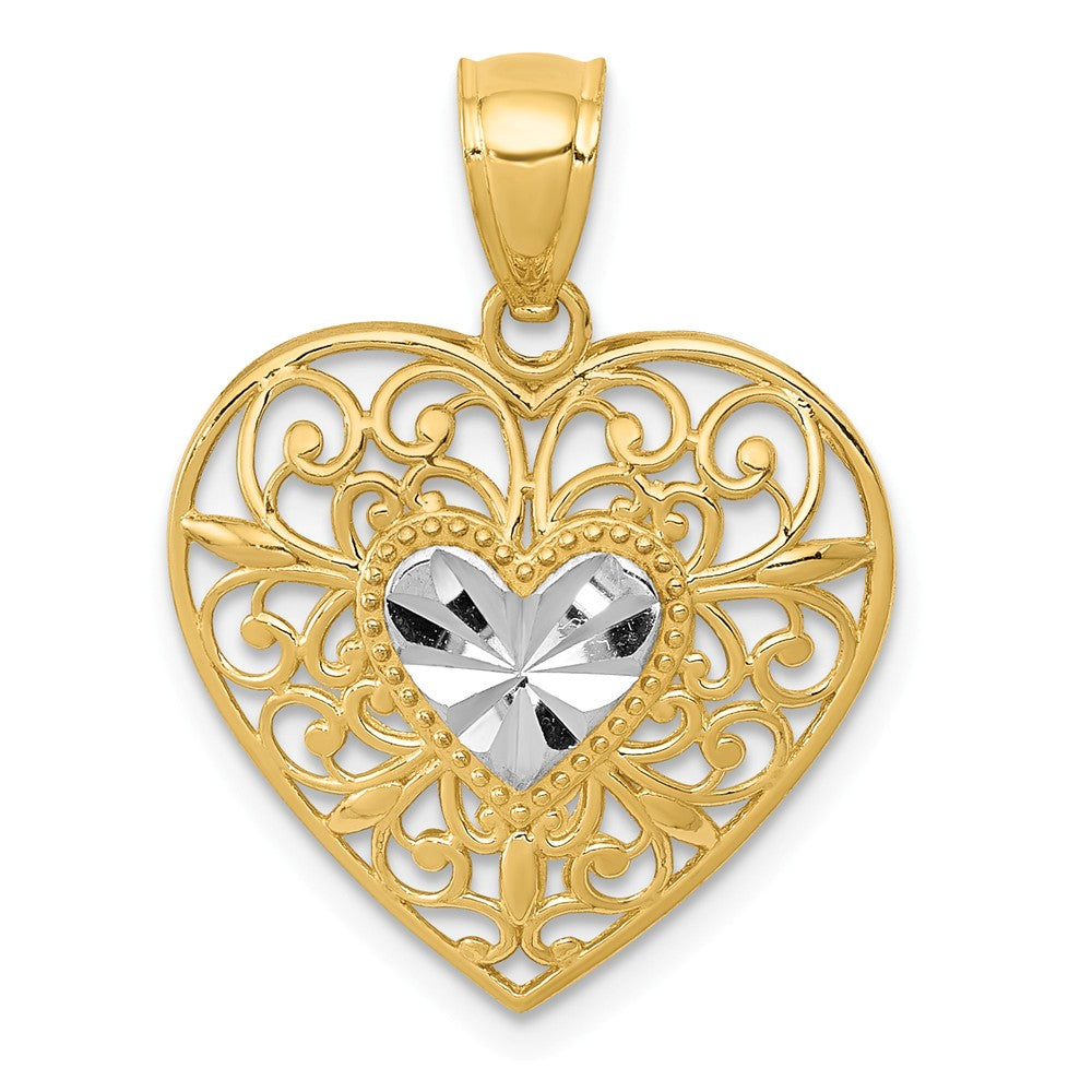 Diamond Cut,Polished,14K Yellow Gold & Rhodium