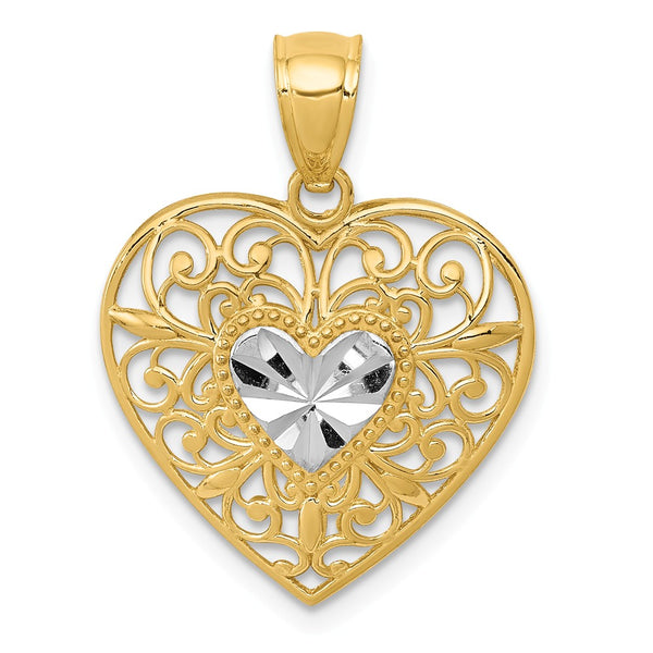 Diamond Cut,Polished,14K Yellow Gold & Rhodium