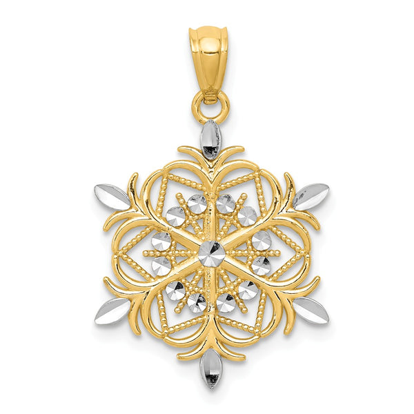 Diamond Cut,Polished,14K Yellow Gold & Rhodium,Textured,Textured Back