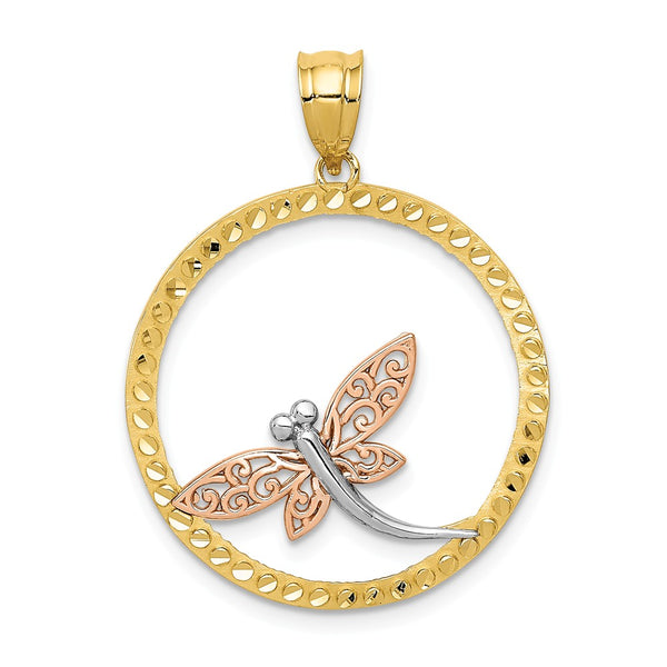Diamond Cut,Polished,14K Two-Tone,Open Back,Rhodium,Textured Back