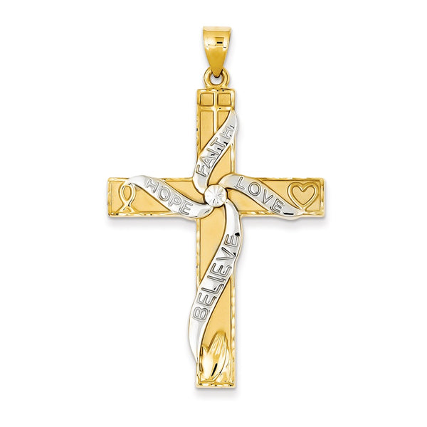 Diamond Cut,Die Struck,Polished Back,14K Yellow Gold & Rhodium,Polished & Satin